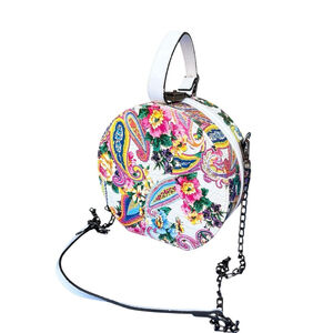 Cute Boutique‎ Round Floral Print Crossbody Bag Small White